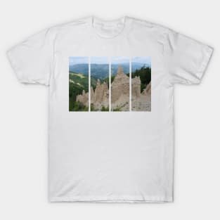 The incredible earth pyramids of Collepietra (Piramidi di Terra) in the Dolomites. Striking place. Italian Alps. Sunny spring day with no people. Valley in the background. Trentino Alto Adige. T-Shirt